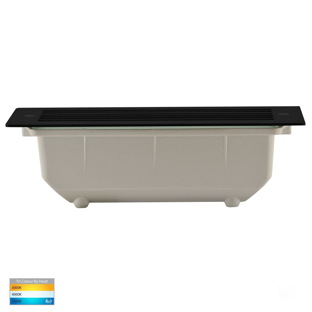 Buy Brick Lights Australia Bata LED Brick Light with Grill Face 12V Black 316 Stainless Steel 3CCT - HV3004T-BLK-12V