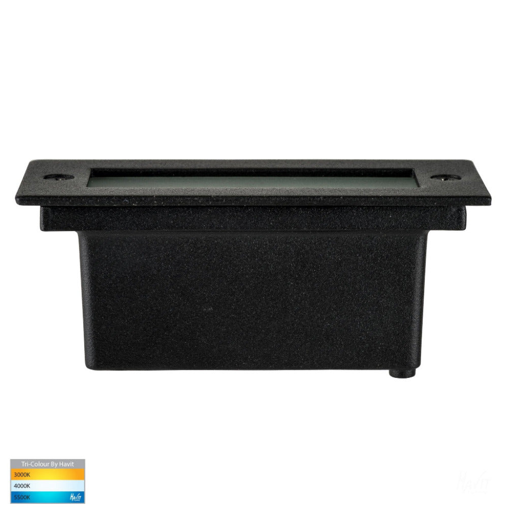 Buy Brick Lights Australia Bata Recessed Brick Light with Plain Black Face 316 Stainless Steel 3CCT - HV3007T-BLK-12V