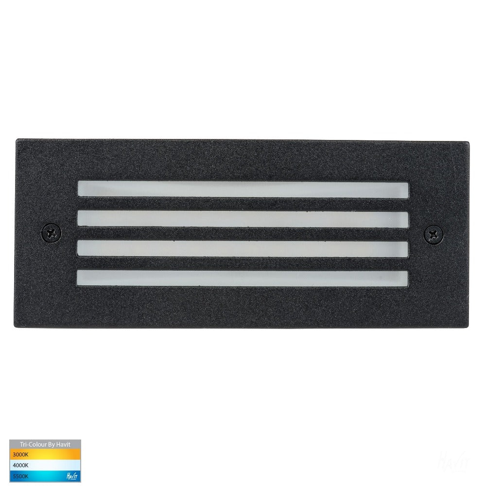 Buy Brick Lights Australia Bata LED Brick Light With grill face 316 Stainless Steel 3CCT - HV3008T-BLK-12V