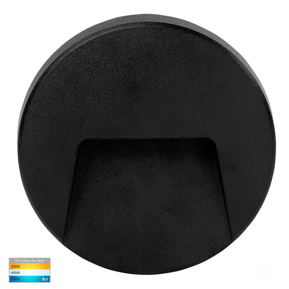 Buy Outdoor Step Lights Australia Seefore LED Step Light Round Black 3CCT - HV3221T-BLK