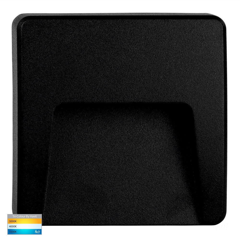 Buy Outdoor Step Lights Australia Seefore Square LED Step Light Black 3CCT - HV3222T-BLK