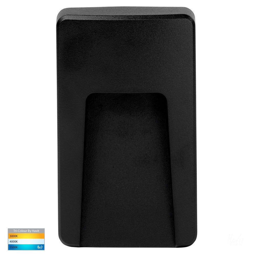 Buy Outdoor Step Lights Australia Seefore Rectangular LED Step Light Black 3CCT - HV3223T-BLK