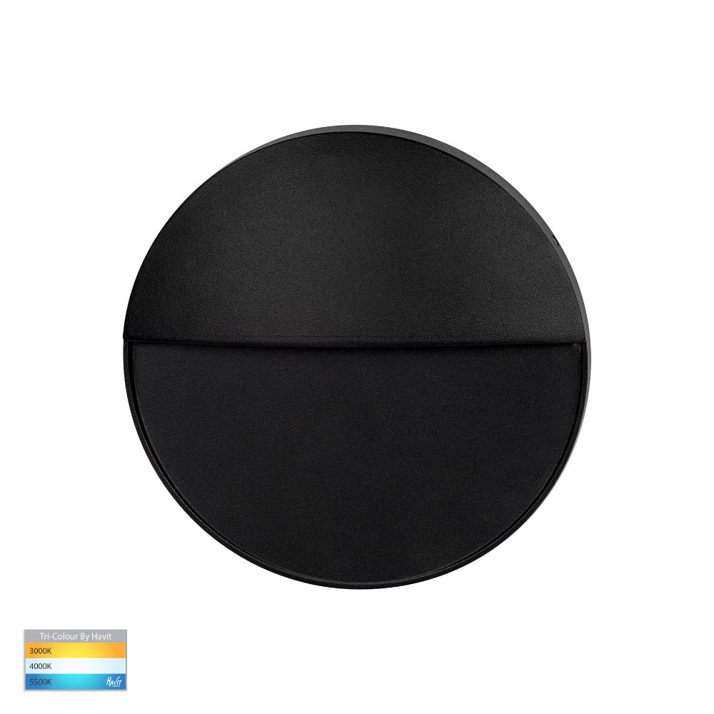Buy Outdoor Step Lights Australia Fino Round LED Outdoor Step Light 3W Black 3CCT - HV3268T-BLK-12V-RND
