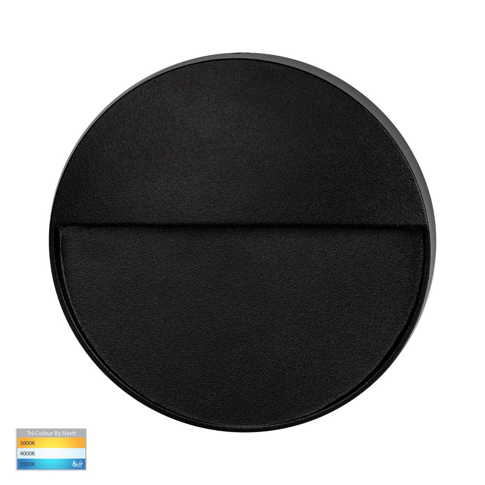Buy Outdoor Step Lights Australia Fino Round LED Outdoor Step Light 6W Black 3CCT - HV3269T-BLK-12V-RND