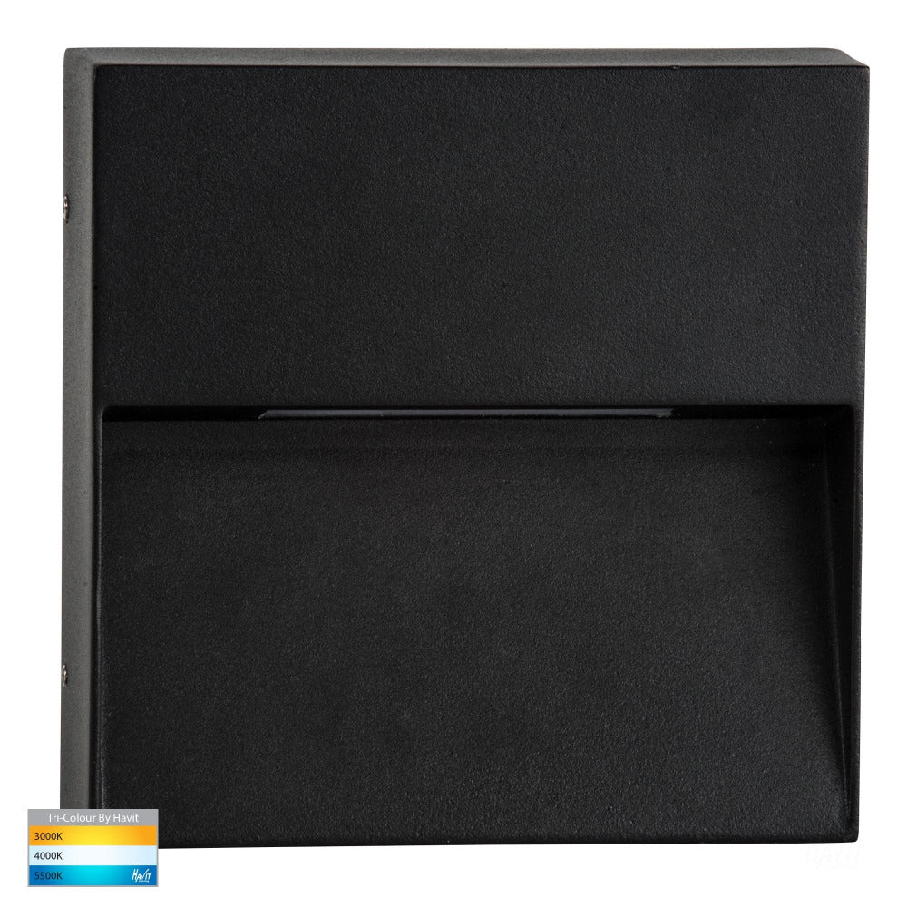 Buy Outdoor Step Lights Australia Virsma Square Step Light 4W 240V Black 3CCT - HV3276T-BLK-240V