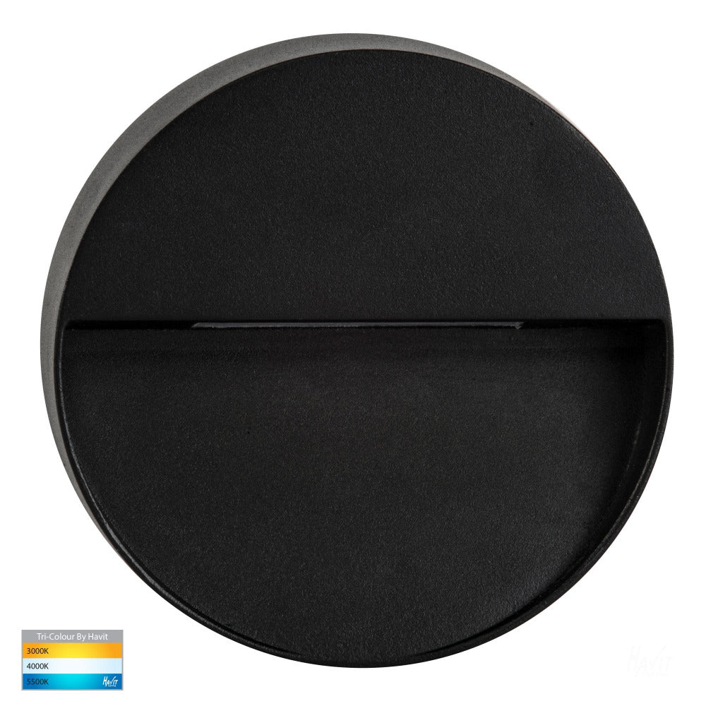 Buy Outdoor Step Lights Australia Virsma Round Step Light 240V Black 3CCT - HV3277T-BLK-240V