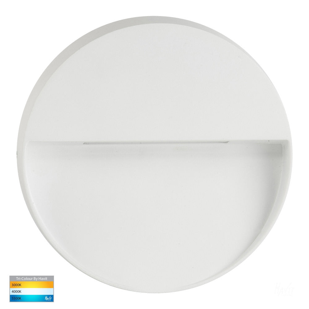 Buy Outdoor Step Lights Australia Virsma Round Step Light 240V White 3CCT - HV3277T-WHT-240V