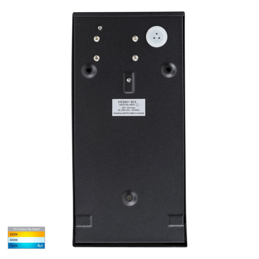 Buy Exterior Wall Lights Australia Taper Square LED Wedge Wall Light 9W Black 316 Stainless Steel 3CCT - HV3601T-BLK