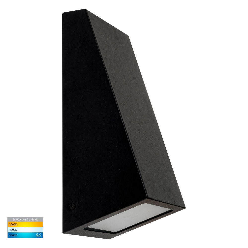 Buy Exterior Wall Lights Australia Taper Square LED Wedge Wall Light 9W Black 316 Stainless Steel 3CCT - HV3601T-BLK