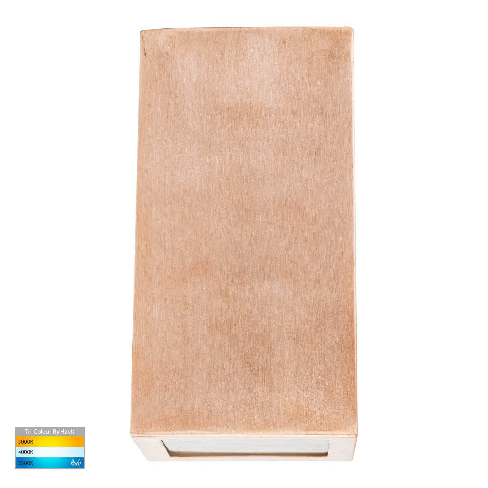 Buy Exterior Wall Lights Australia Taper Square LED Wedge Wall Light 9W Copper 3CCT - HV3601T-CP