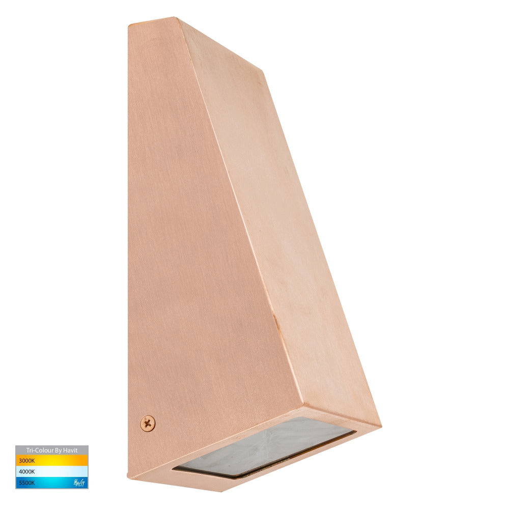 Buy Exterior Wall Lights Australia Taper Square LED Wedge Wall Light 9W Copper 3CCT - HV3601T-CP
