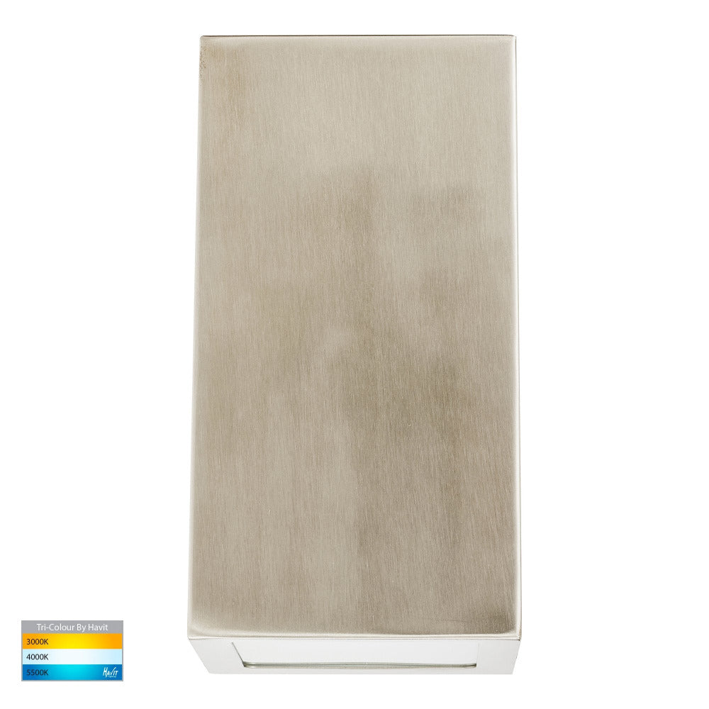 Buy Exterior Wall Lights Australia Taper Square LED Wedge Wall Light 9W 316 Stainless Steel 3CCT - HV3601T-SS316