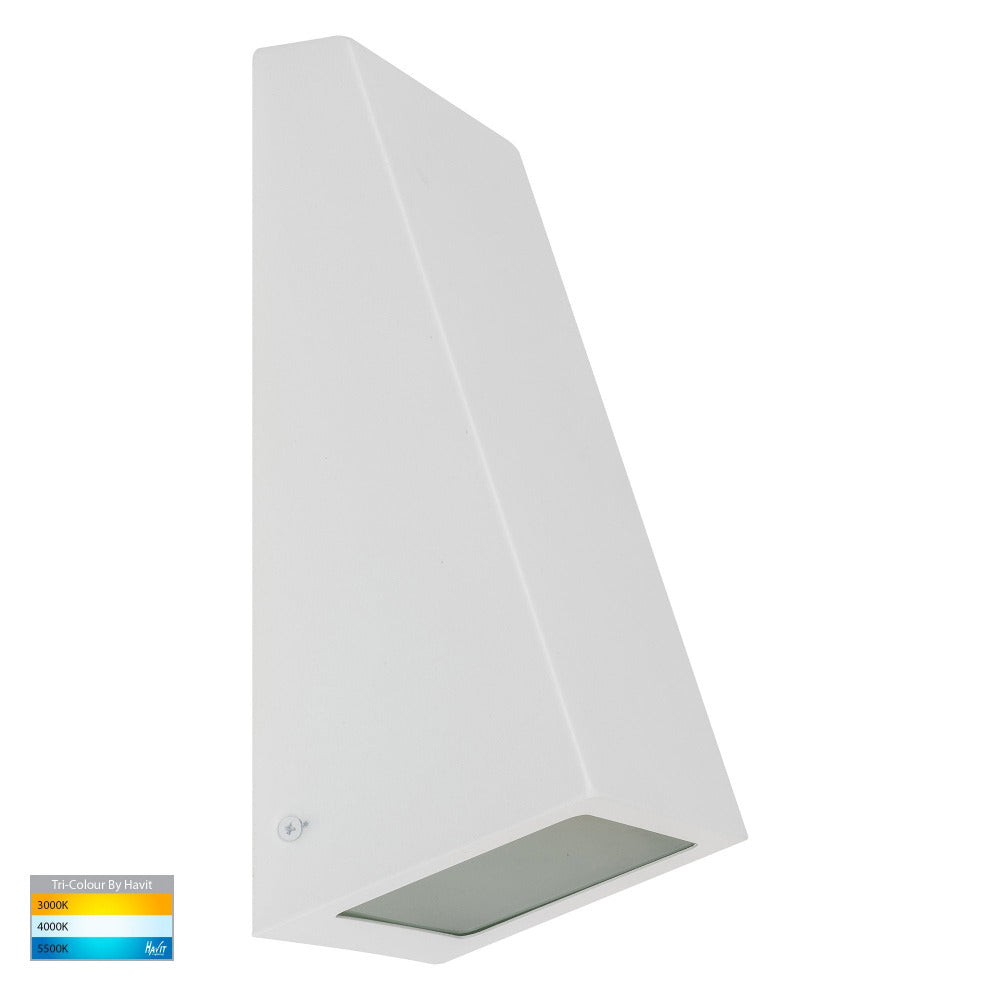 Buy Exterior Wall Lights Australia Taper Square LED Wedge Wall Light 9W White 316 Stainless Steel 3CCT - HV3601T-WHT
