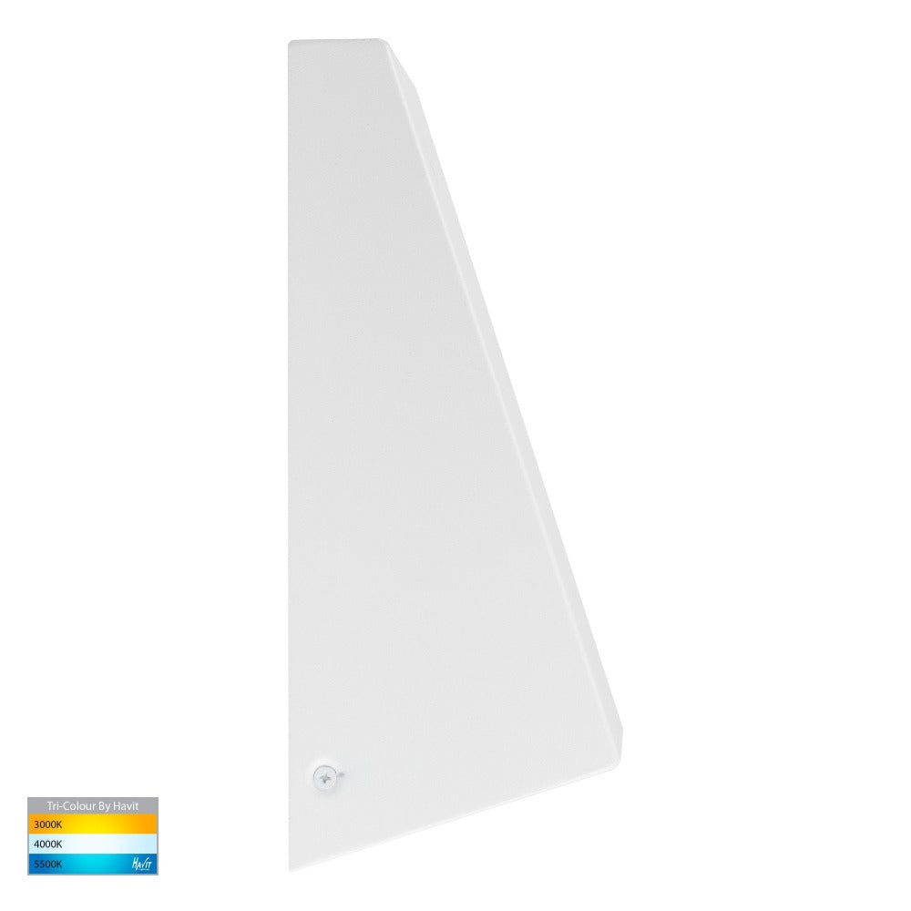 Buy Exterior Wall Lights Australia Taper Square LED Wedge Wall Light 9W White 316 Stainless Steel 3CCT - HV3601T-WHT