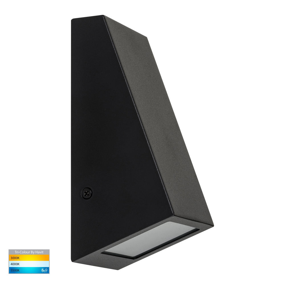 Buy Exterior Wall Lights Australia Taper Square LED Wedge Wall Light 5W Black 316 Stainless Steel 3CCT - HV3602T-BLK