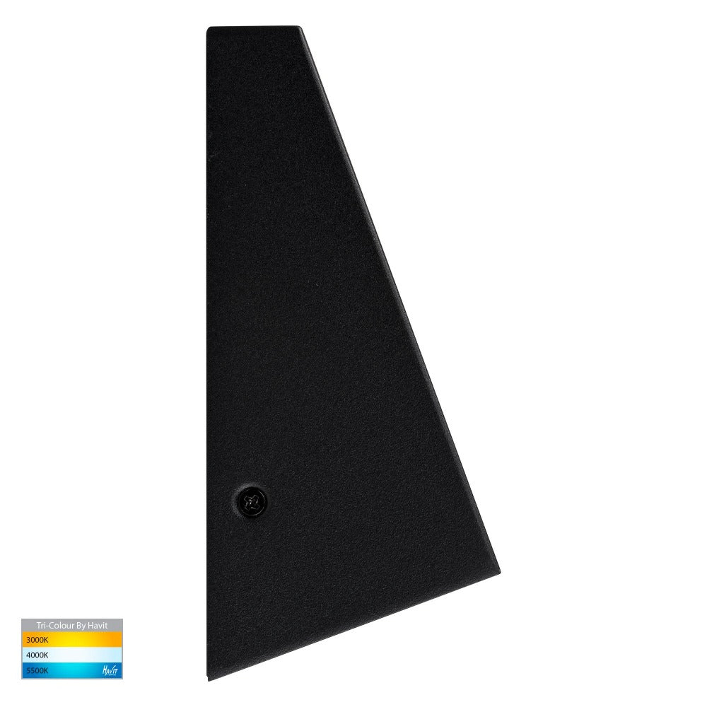 Buy Exterior Wall Lights Australia Taper LED Wedge Wall Light Black 316 Stainless Steel 3CCT - HV3605T-BLK