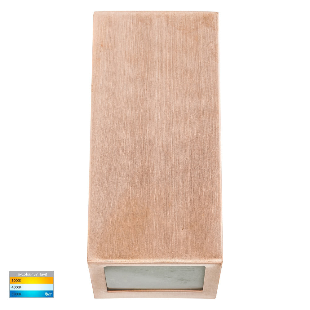 Buy Exterior Wall Lights Australia Taper Square LED Wedge Wall Light 5W Copper 3CCT - HV3602T-CP