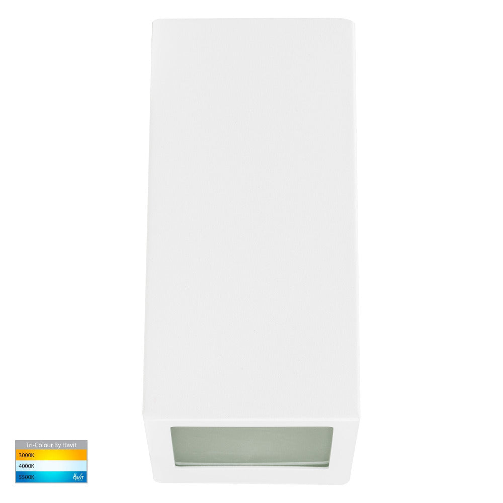 Buy Exterior Wall Lights Australia Taper Square LED Wedge Wall Light 5W White 316 Stainless Steel 3CCT - HV3602T-WHT