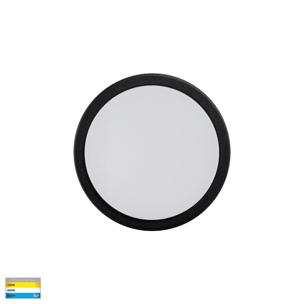 Buy LED Oyster Lights Australia Liptor Round LED Oyster Light 10W Black 3CCT - HV36051T-BLK