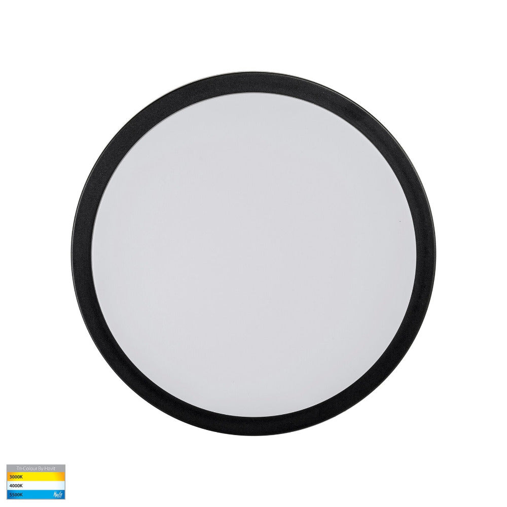 Buy LED Oyster Lights Australia Liptor Round LED Oyster Light 30W Black 3CCT - HV36053T-BLK