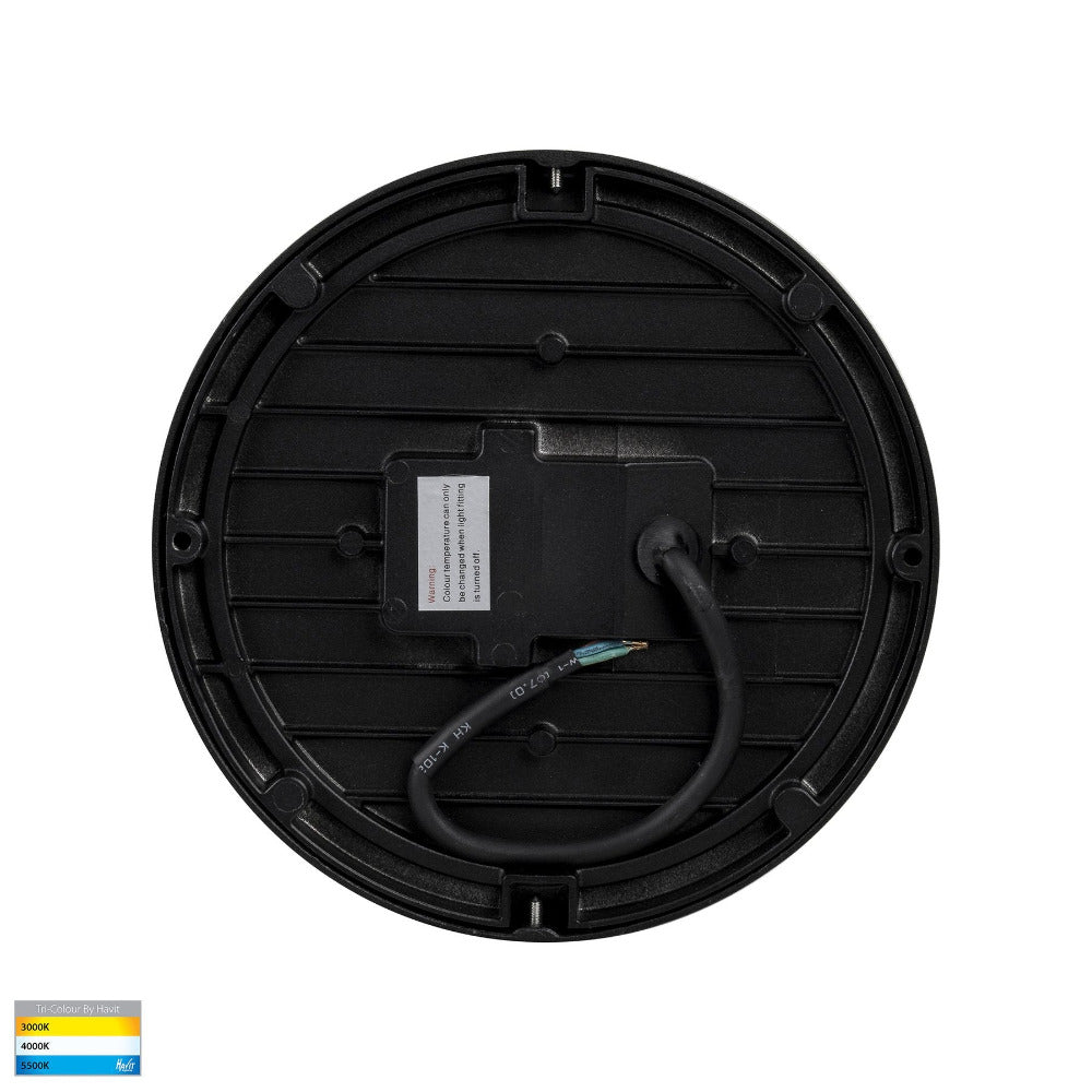 Buy LED Oyster Lights Australia Liptor Round LED Oyster Light 30W Black 3CCT - HV36053T-BLK