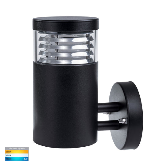 Buy Exterior Wall Lights Australia Mini Louvre Wall Light Black 316 Stainless Steel 3CCT - HV3622T-BLK