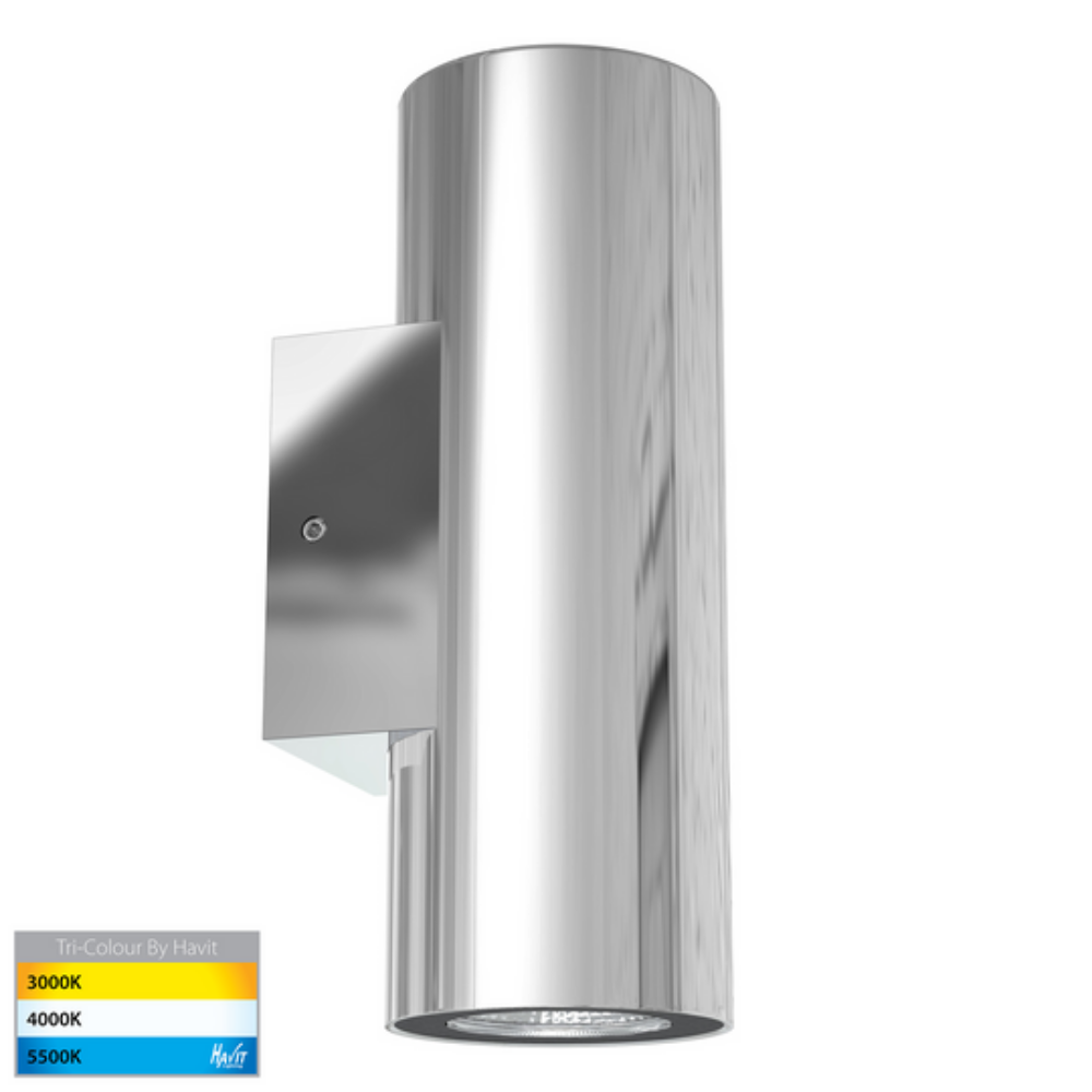 Buy Up / Down Wall Lights Australia Aries LED Up / Down Wall 2 Lights Polished 316 Stainless Steel 3CCT - HV3626T-PSS316