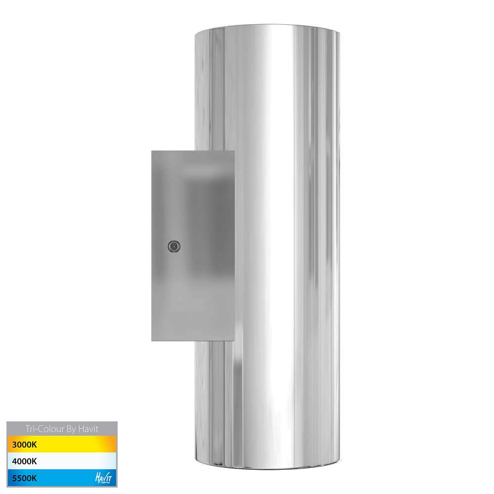 Buy Up / Down Wall Lights Australia Aries LED Up / Down Wall 2 Lights Polished 316 Stainless Steel 3CCT - HV3626T-PSS316