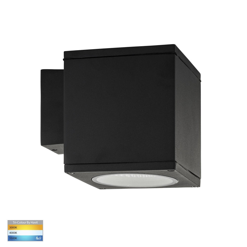 Buy Exterior Wall Lights Australia Porter Square LED Large Fixed Down Wall Light Black 3CCT - HV3628T-BLK-SQ