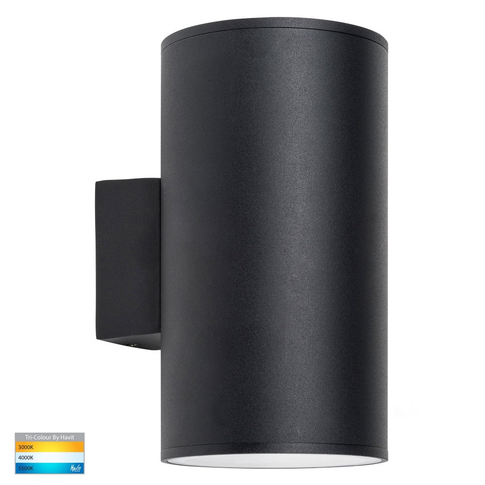 Buy Up / Down Wall Lights Australia Porter Round Large Up & Down LED Wall Light Black 3CCT - HV3629T-BLK