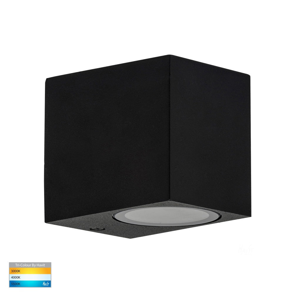 Buy Exterior Wall Lights Australia Accord Square Fixed Down LED Wall Light White 3CCT - HV3631T-BLK