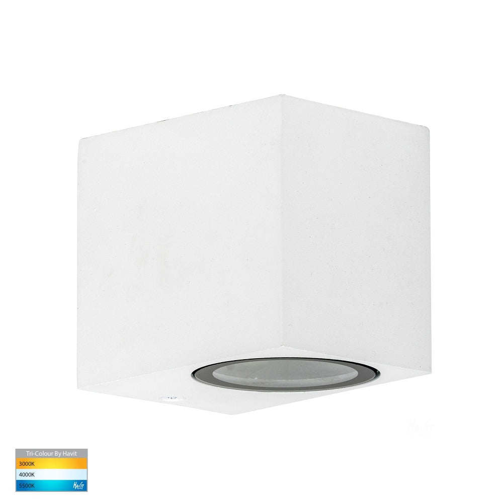 Buy Exterior Wall Lights Australia Accord Square Fixed Down LED Wall Light White 3CCT - HV3631T-WHT