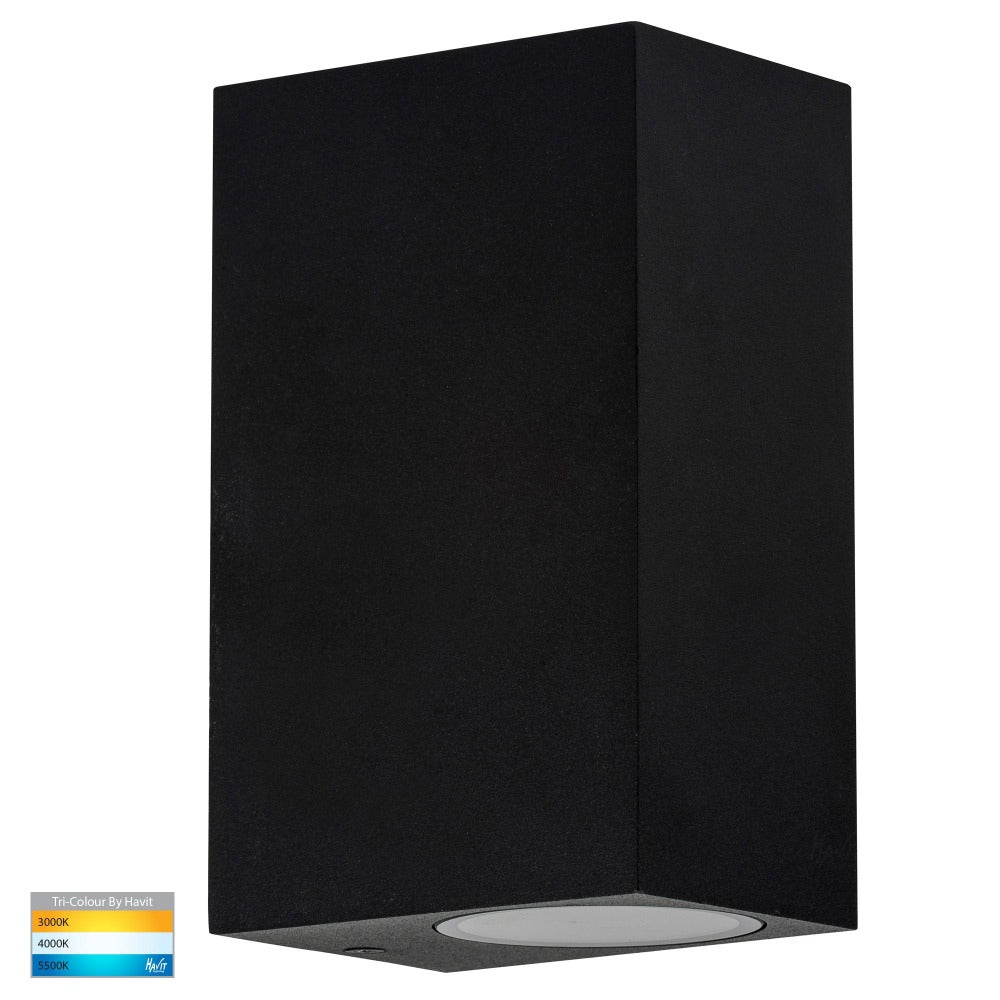 Buy Up / Down Wall Lights Australia Accord Square Up & Down LED Wall Light Black 3CCT - HV3632T-BLK