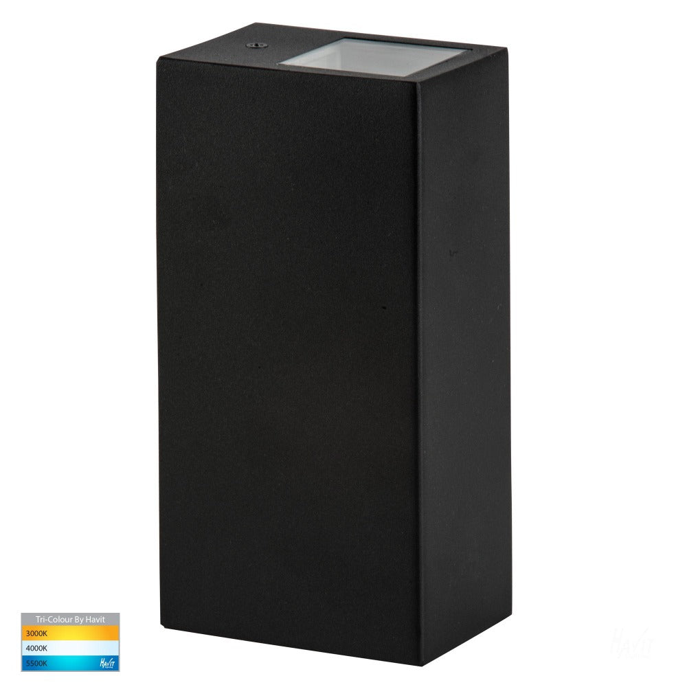 Buy Up / Down Wall Lights Australia Veldi Square Up & Down Wall Light Black 316 Stainless Steel 3CCT - HV3633T-BLK