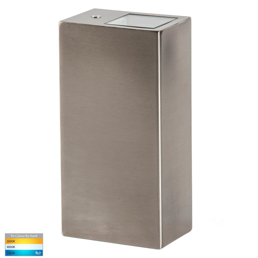 Buy Up / Down Wall Lights Australia Veldi Square Up & Down Wall Light 316 Stainless Steel 3CCT - HV3633T-SS316