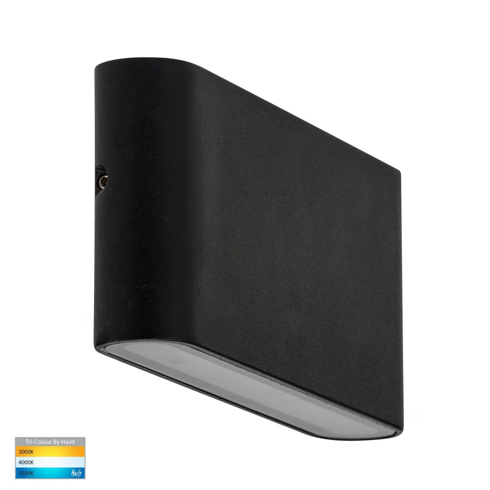 Buy Exterior Wall Lights Australia Lisse Fixed Down LED Wall Light 240V Black 3CCT - HV3643T-BLK-240V