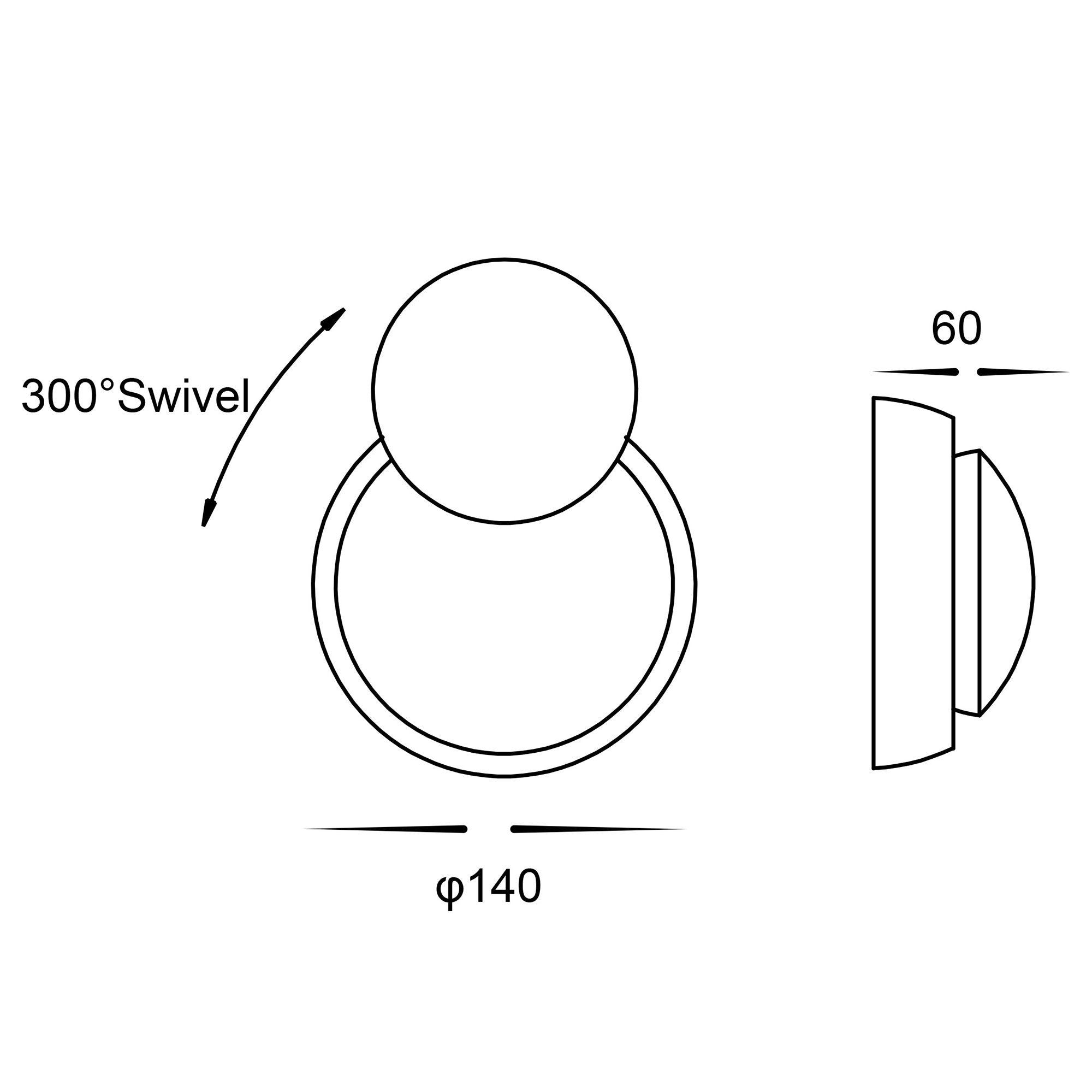 Buy Exterior Wall Lights Australia HV3666T-BLK Pivot Round Wall Mounted Light Poly Powder Coated Black