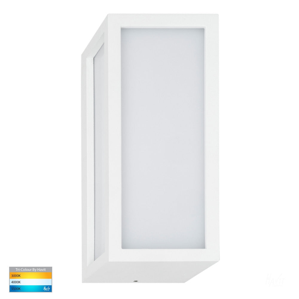 Buy Exterior Wall Lights Australia Nepean Exterior Wall Mounted Light 110mm White 3CCT - HV3669T-WHT