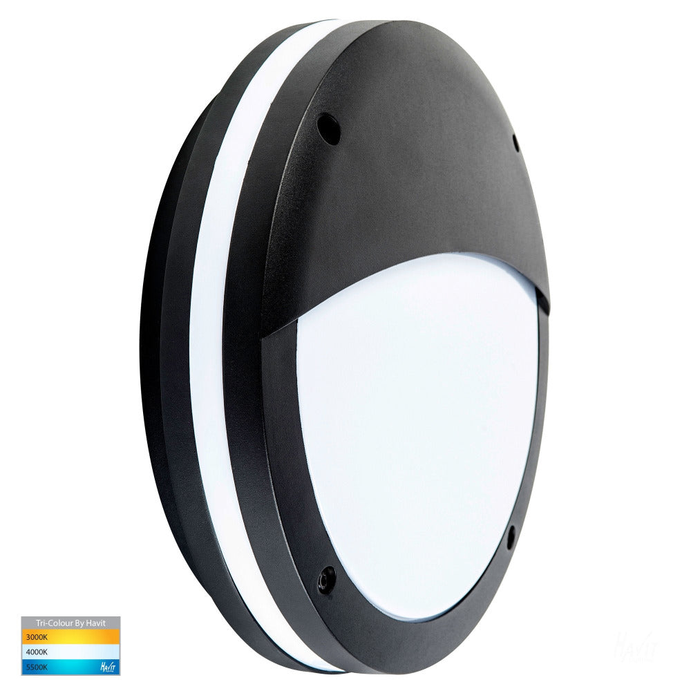 Buy LED Bunker Lights Australia Stor Round LED Light With Bunker Black 3CCT - HV3671T-BLK