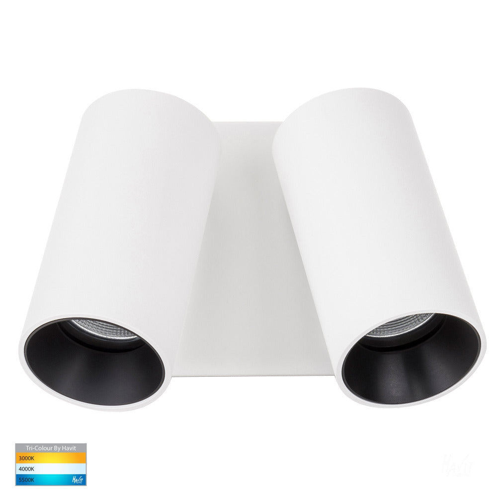 Buy Exterior Wall Lights Australia Revo Exterior Double Adjustable Wall 2 Lights White 3CCT - HV3683T-WHT
