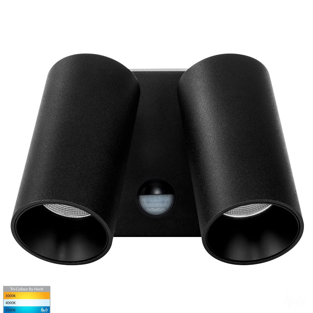 Buy Security Wall Lights Australia Revo Security Wall 2 Lights Black 3CCT with Sensor - HV3684T-BLK