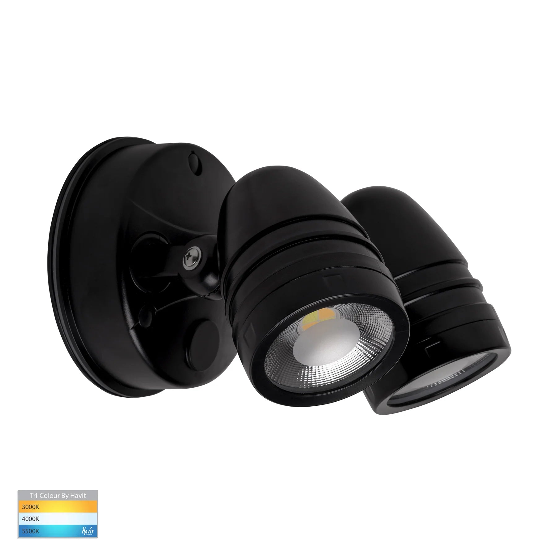 Buy Exterior Spotlights Australia Focus Exterior 2 Spotlights Adjustable 240V Black Polycarbonate 3 CCT - HV3793T-BLK
