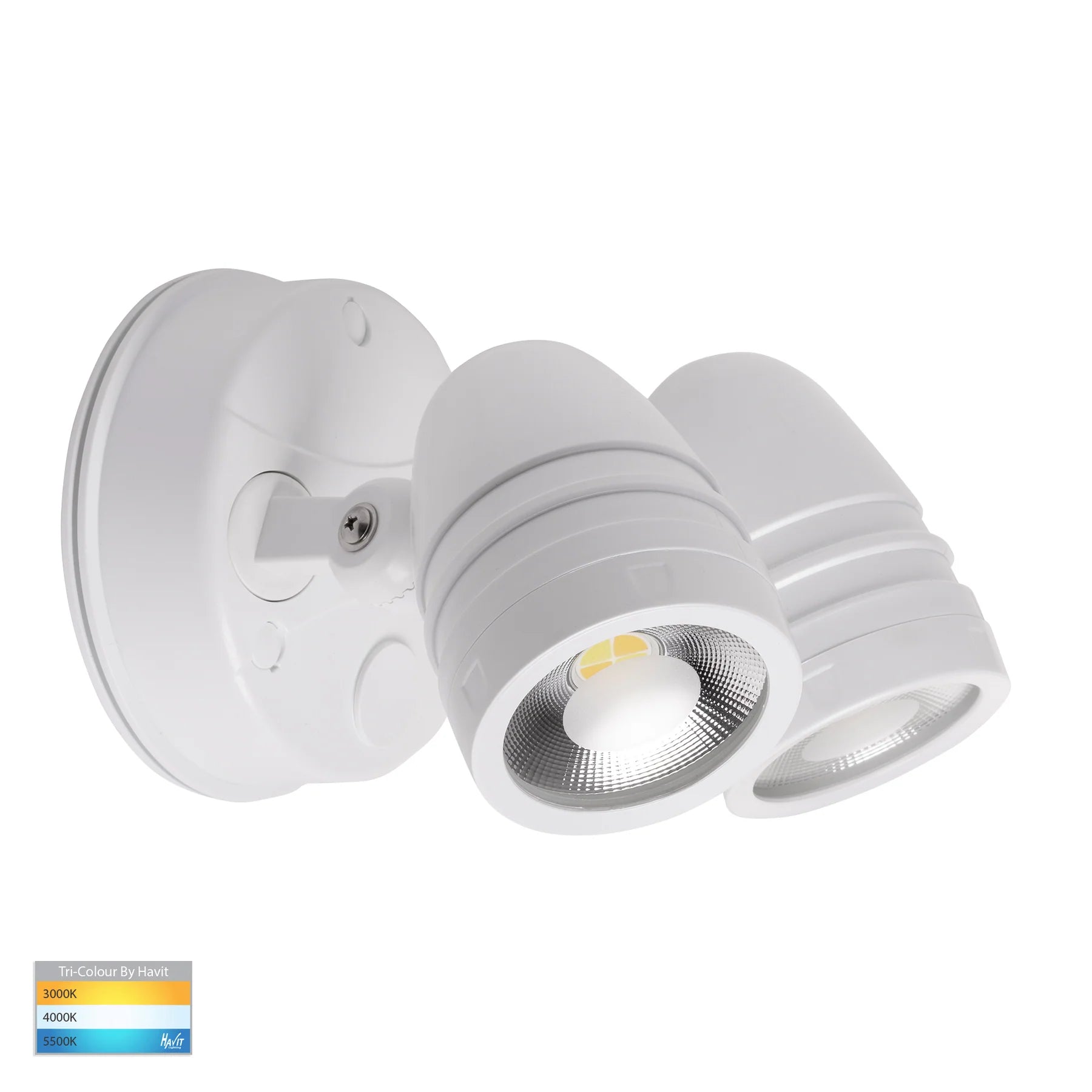 Buy Exterior Spotlights Australia Focus Exterior 2 Spotlights Adjustable 240V White Polycarbonate 3 CCT - HV3793T-WHT