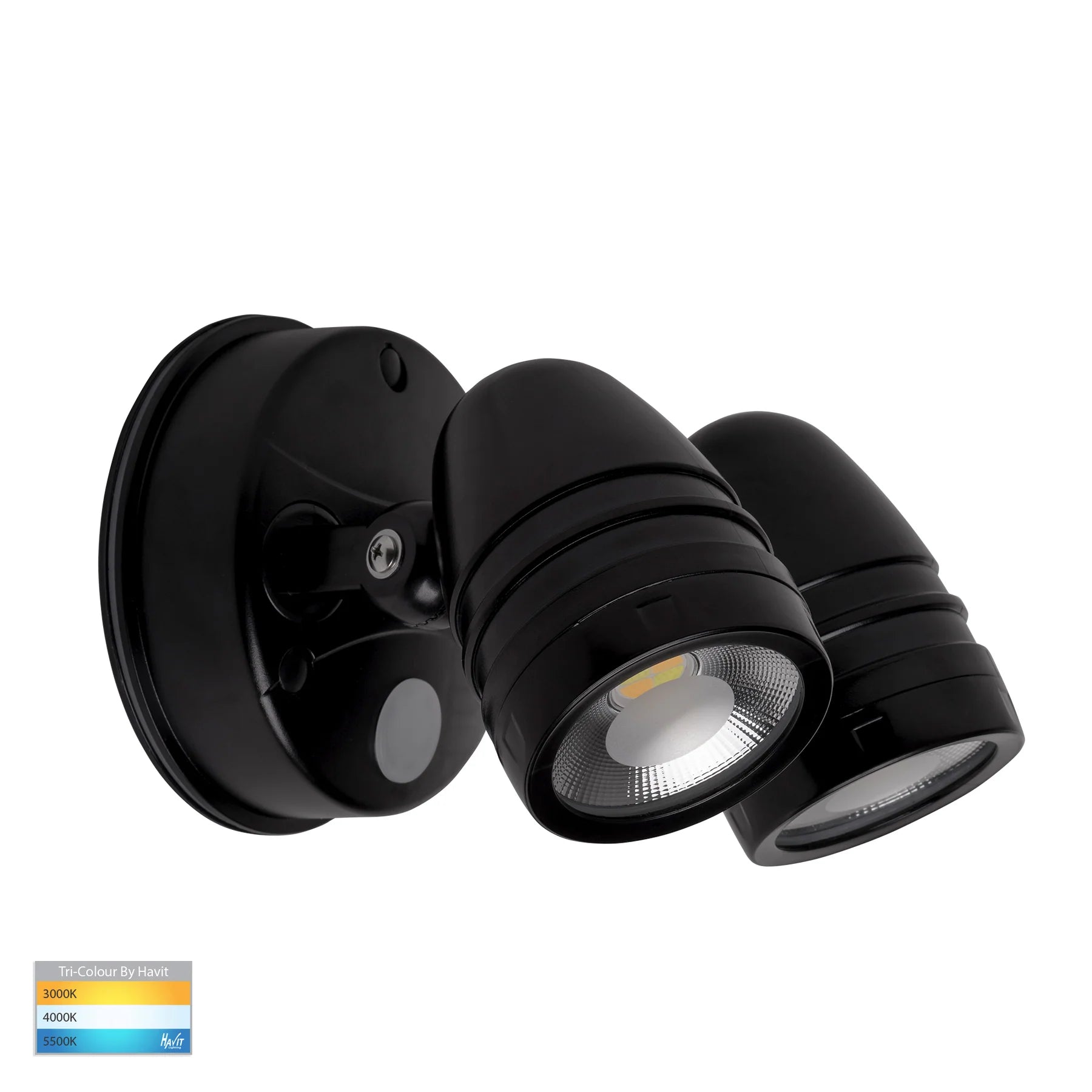 Focus Security Wall 2 Lights Adjustable 240V Black Polycarbonate 3 CCT - HV3794T-BLK