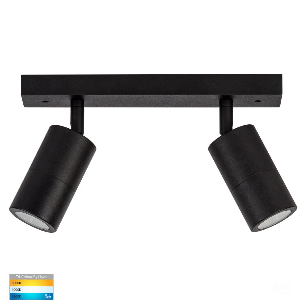 Buy Outdoor Ceiling Spotlights Australia Tivah LED Bar 2 Lights Black 3CCT - HV4001T-2-BLK