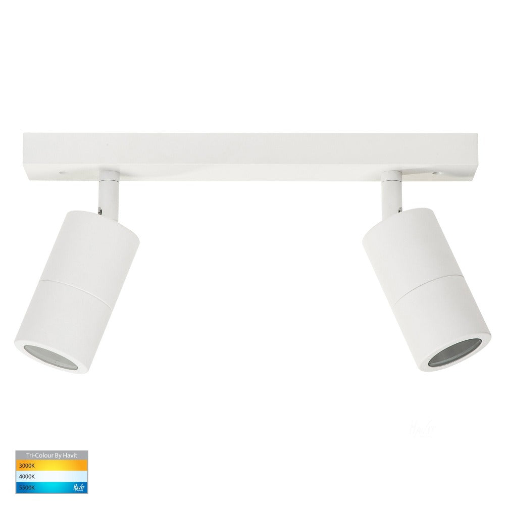 Buy Outdoor Ceiling Spotlights Australia Tivah LED Bar 2 Lights White 3CCT - HV4001T-2-WHT