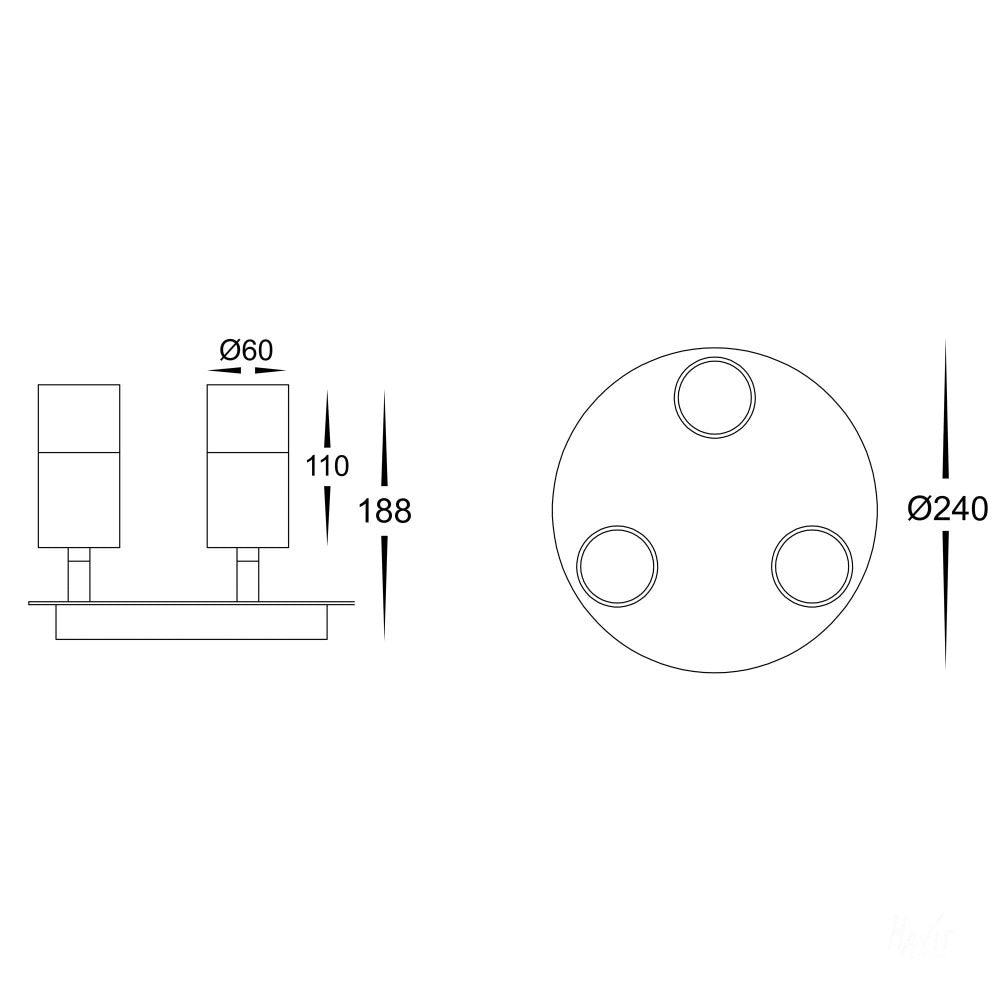 Buy Outdoor Ceiling Spotlights Australia Tivah 3 Lights Round Plate Black 3CCT - HV4001T-3-BLK-RND