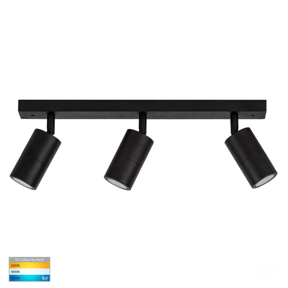 Buy Outdoor Ceiling Spotlights Australia Tivah LED Bar 3 Lights Black 3CCT - HV4001T-3-BLK