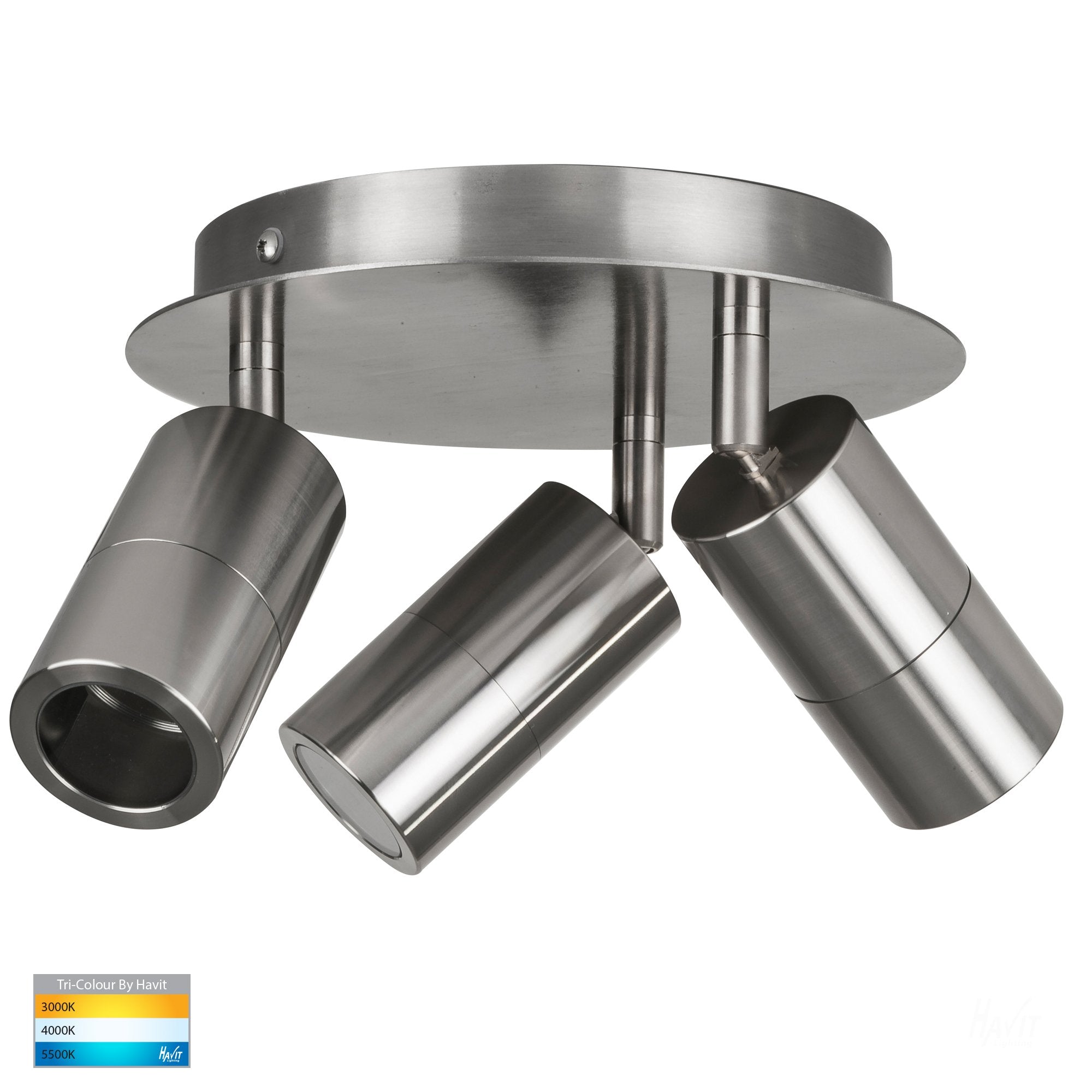 Buy Outdoor Ceiling Spotlights Australia Tivah 3 Lights Round Plate Titanium 3CCT - HV4001T-3-TTM-RND