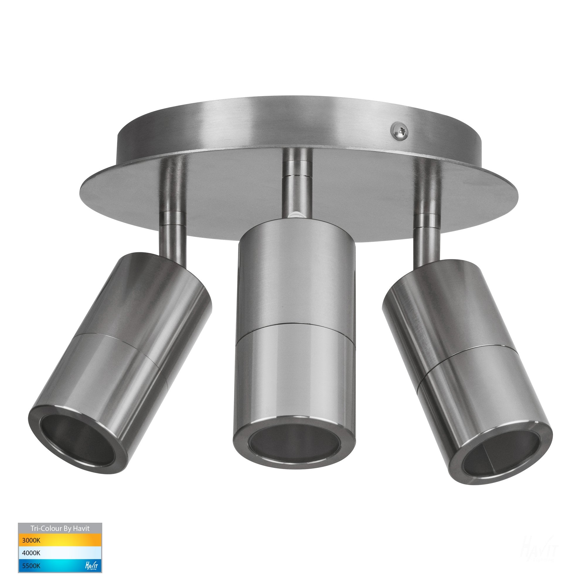 Buy Outdoor Ceiling Spotlights Australia Tivah 3 Lights Round Plate Titanium 3CCT - HV4001T-3-TTM-RND